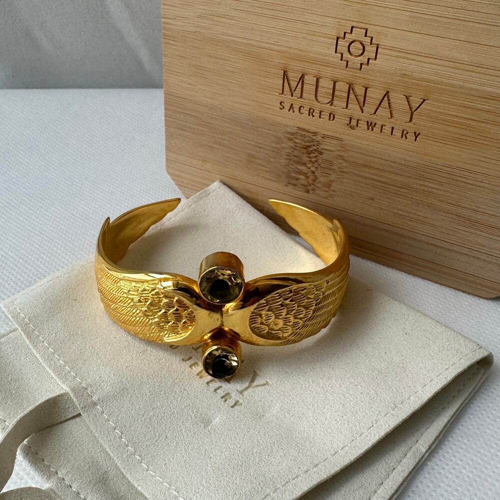 Munay Sacred Jewelry Guardian Angel Wings Cuff Gold Plated Bracelet